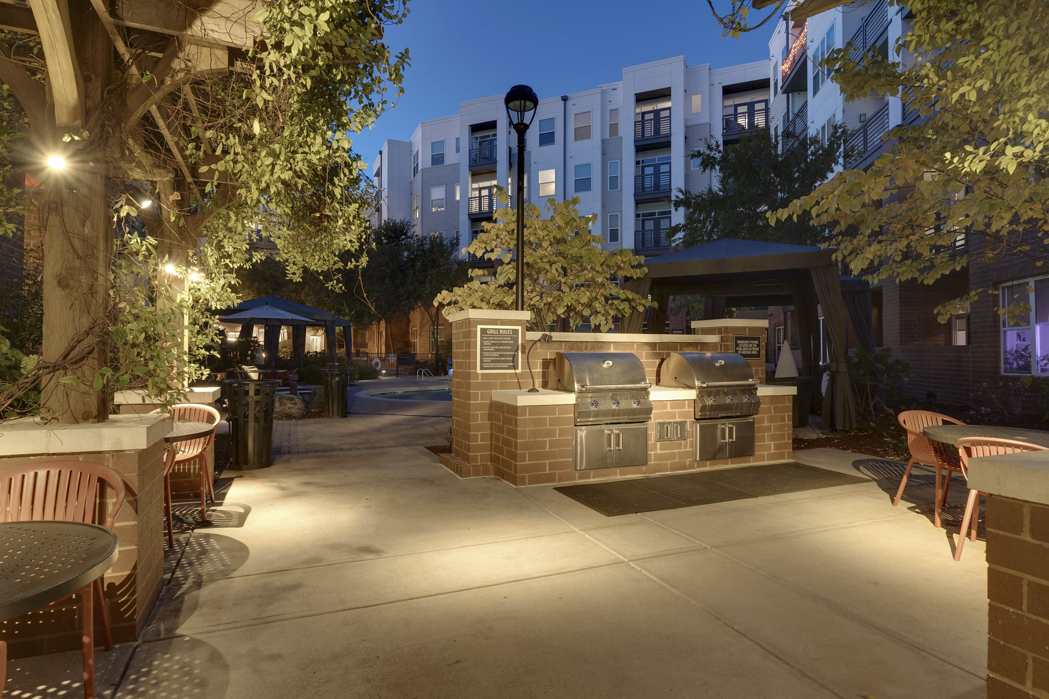 grill area at Mercury NoDa Apartments
