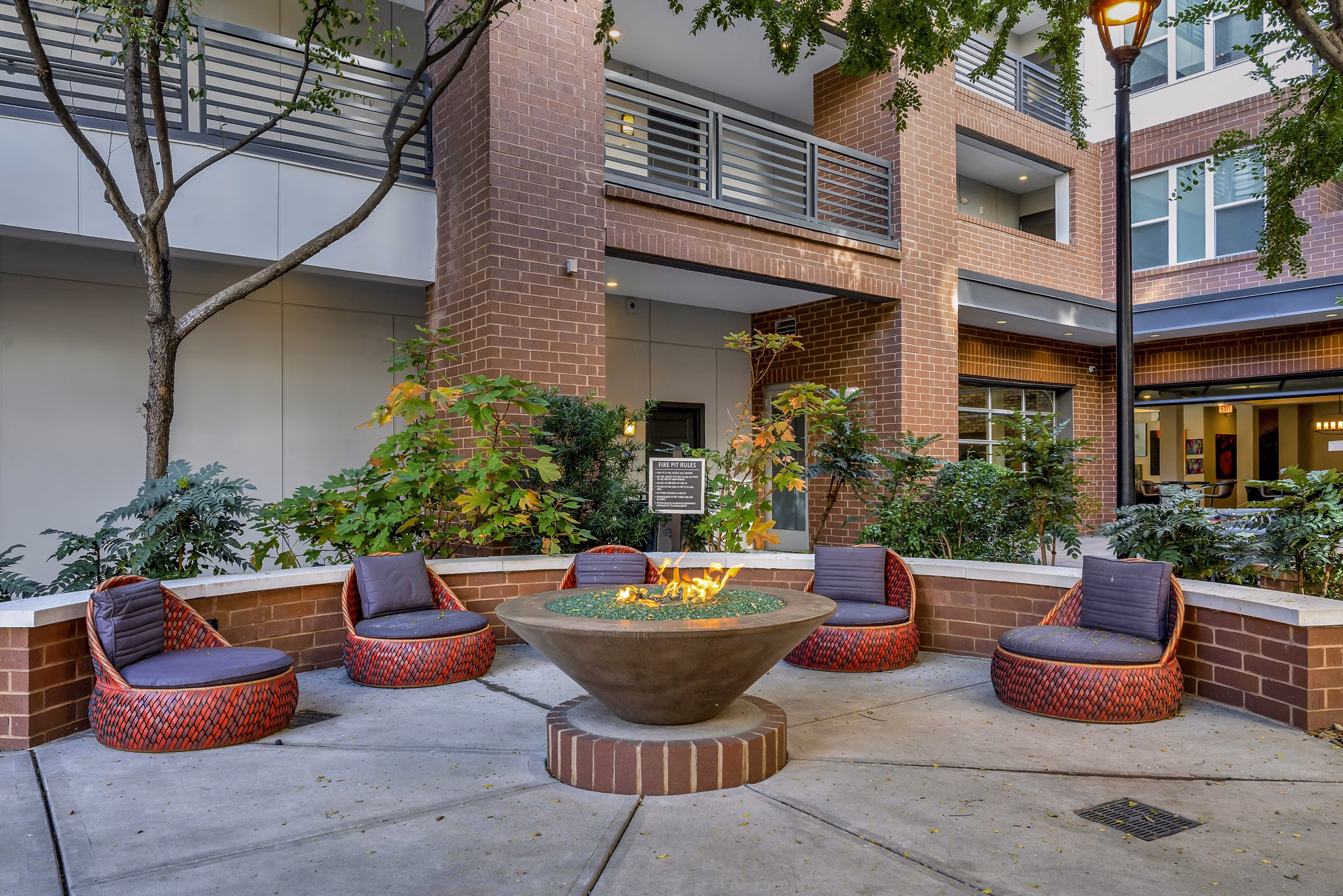 fire pit at Mercury NoDa Apartments