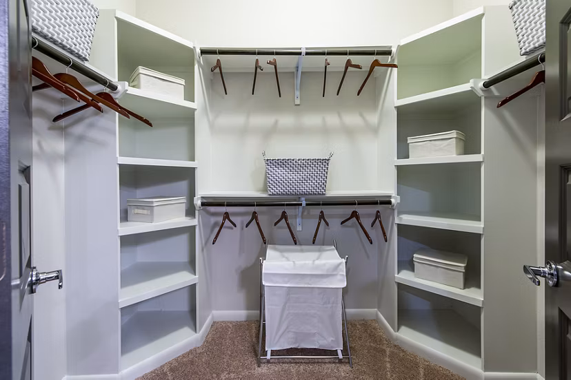 Bedroom closet with custom shelving at Elan Memorial Park Apartments