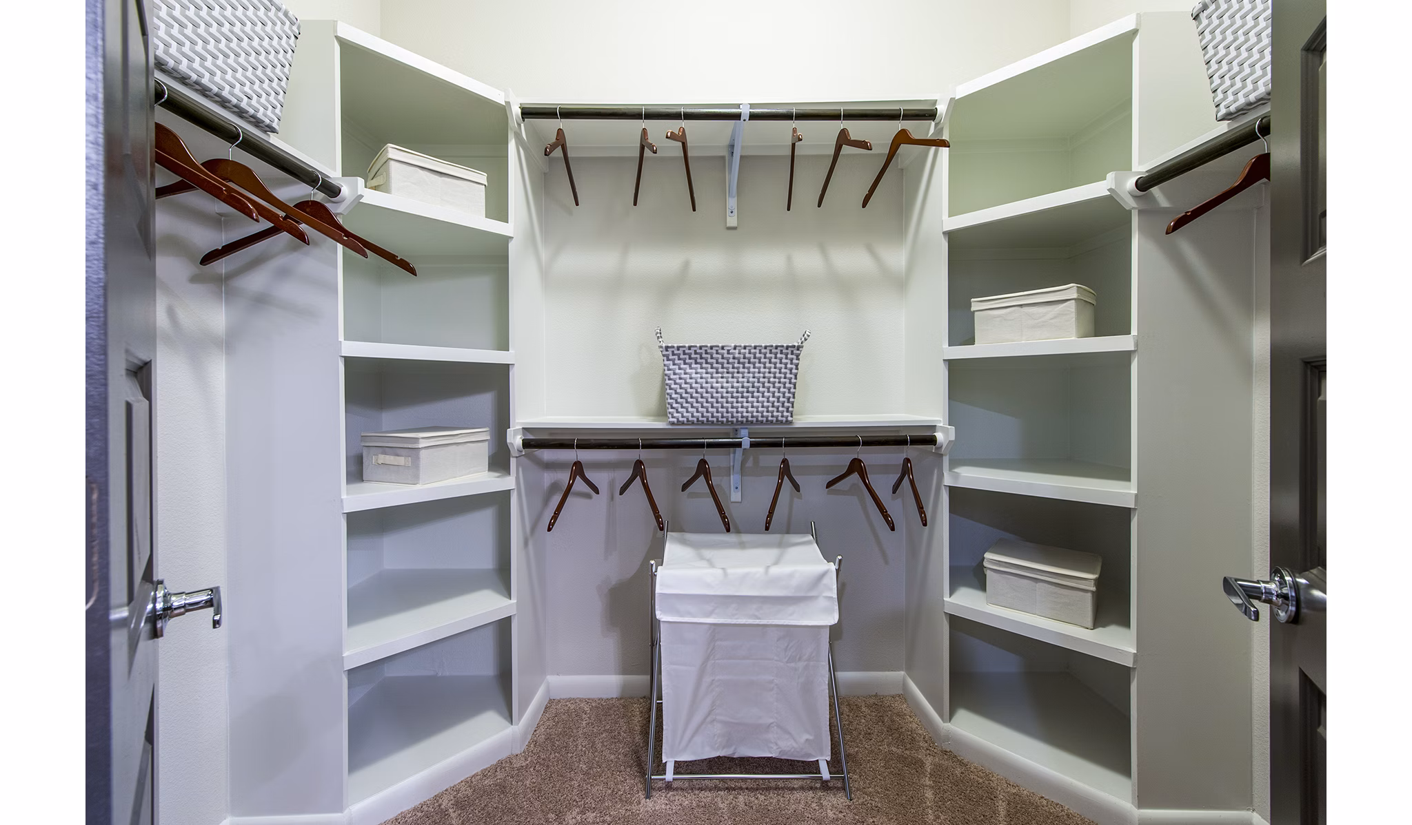 Bedroom closet with custom shelving at Elan Memorial Park Apartments