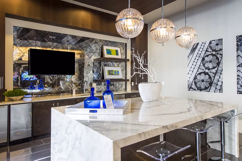 Clubhouse featuring modern interiors and social spaces at Elan Memorial Park Apartments