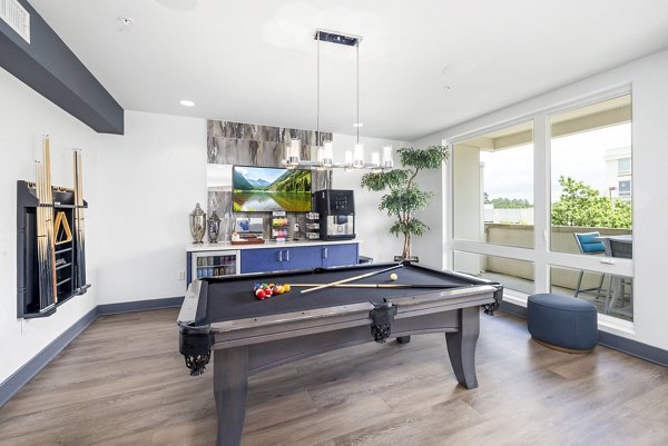 clubhouse game room at District Lofts Apartments