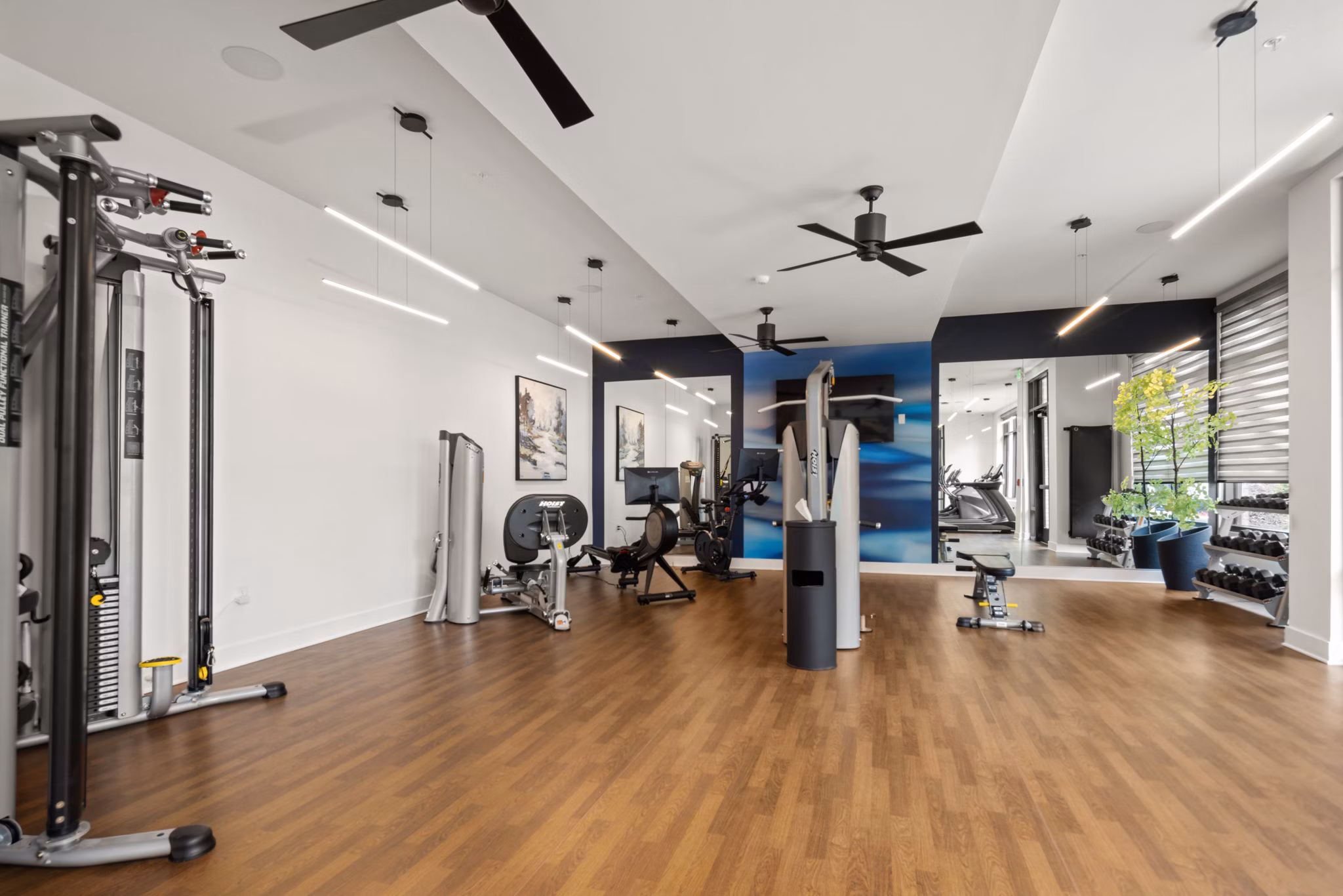 fitness center at District Square Apartments