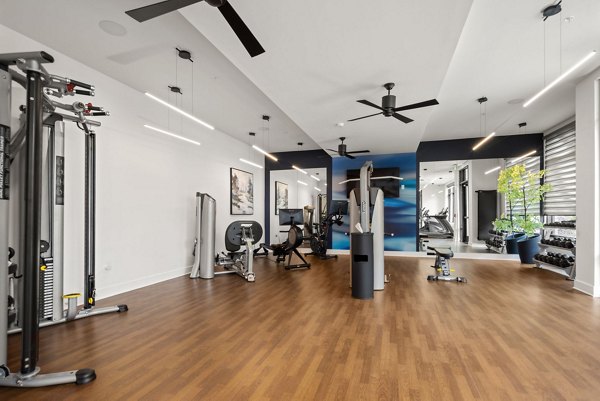 fitness center at District Square Apartments