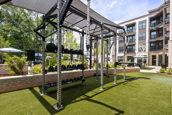 outdoor fitness center at District Square Apartments
