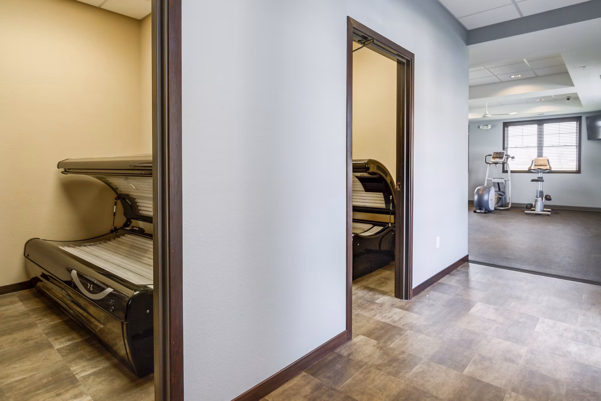 Tanning salon with modern facilities at South Ridge Apartments, offering luxury amenities and convenience