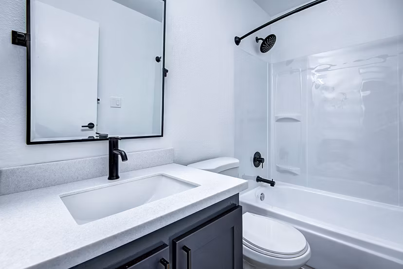 Bathroom featuring modern fixtures and elegant design at Park 120 Apartments
