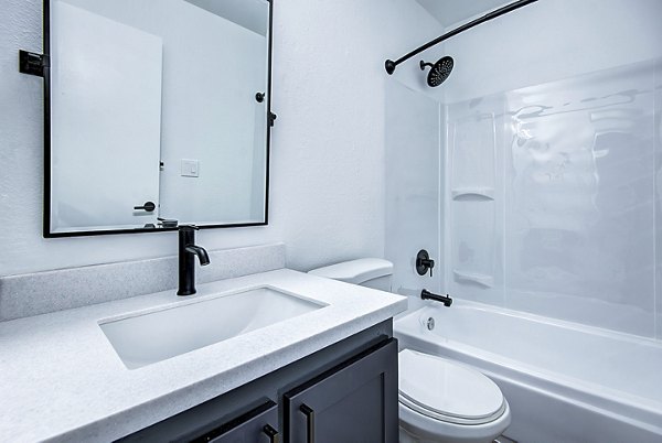 Bathroom featuring modern fixtures and elegant design at Park 120 Apartments