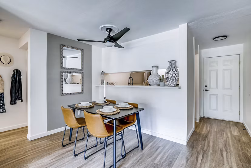 Elegant dining space with contemporary design elements at Park 120 Apartments