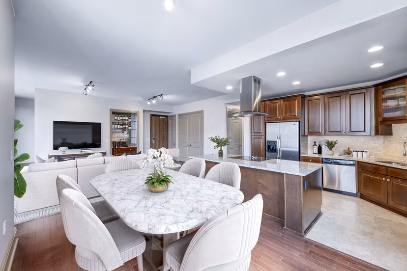 Elegant dining area with modern furnishings in Ashton at Judiciary Square Apartments