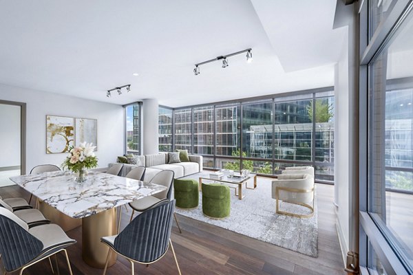 living room at Ashton at Judiciary Square Apartments