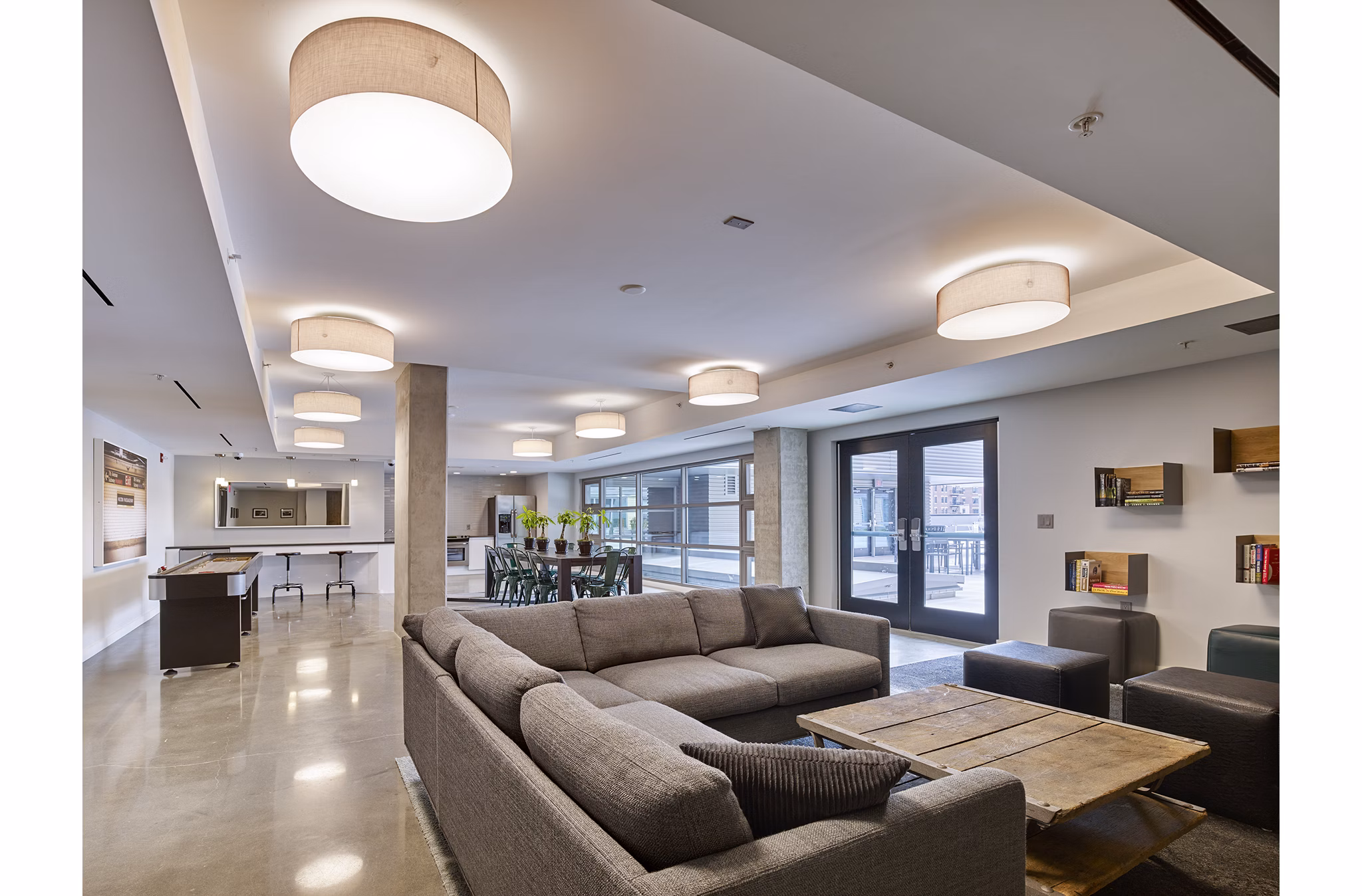 Modern clubhouse with sleek design elements at VINE Apartments