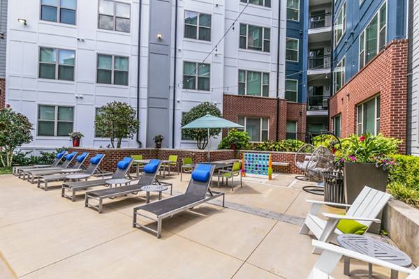 pool patio at 1133 on the Square Apartments