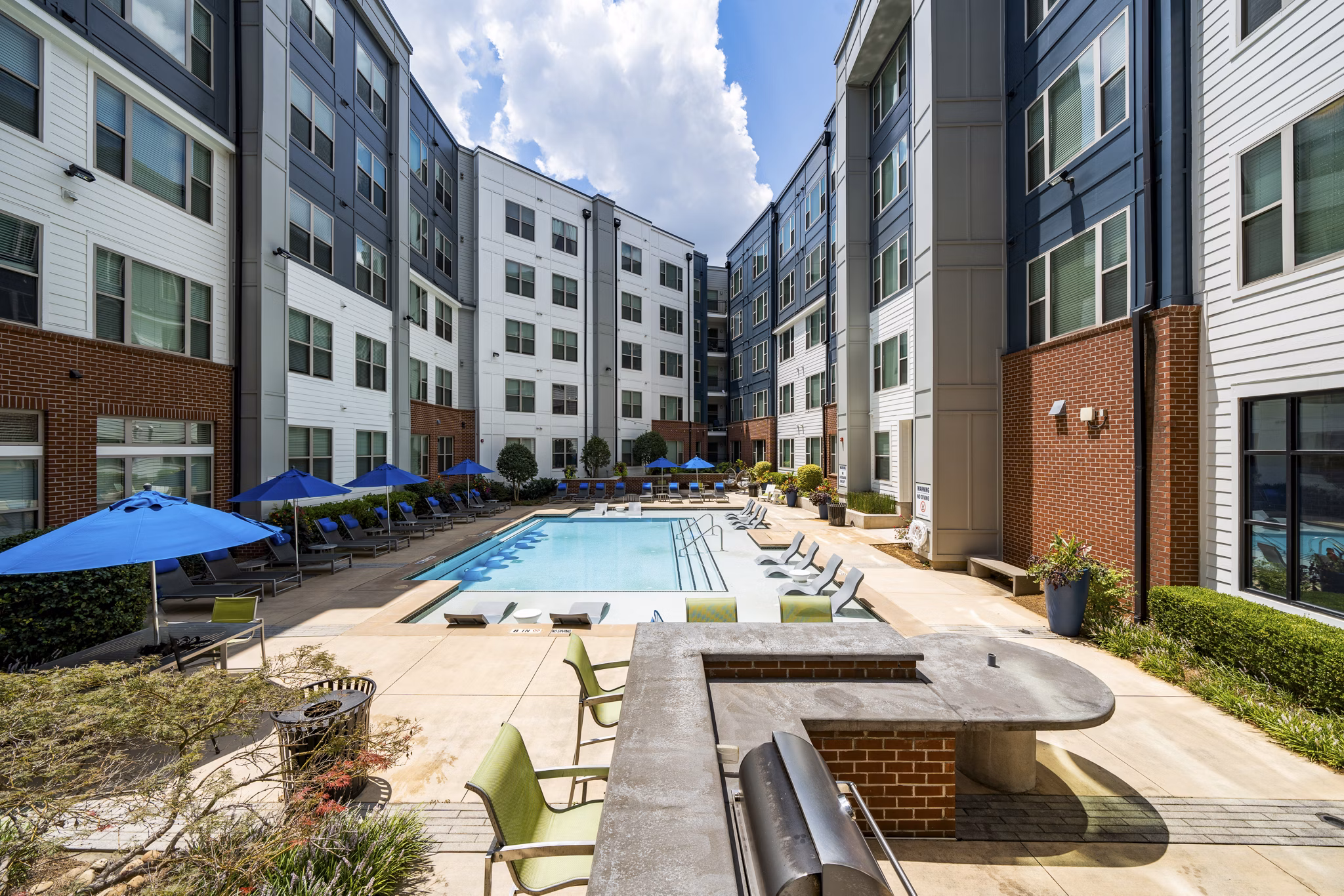 Relaxing pool area at 1133 on the Square Apartments