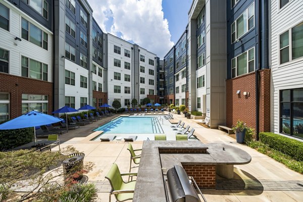 Relaxing pool area at 1133 on the Square Apartments