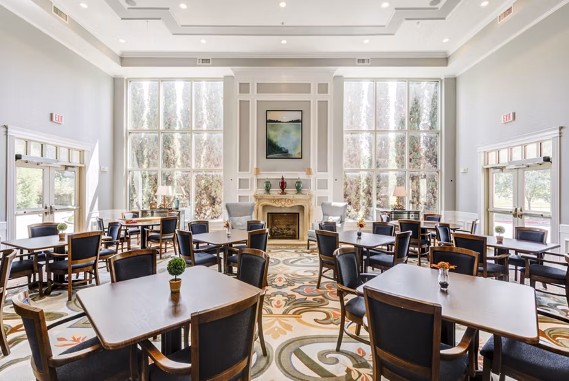 Elegant clubhouse with contemporary furnishings at Overture Ridgmar Apartments, offering luxury amenities and social spaces for residents