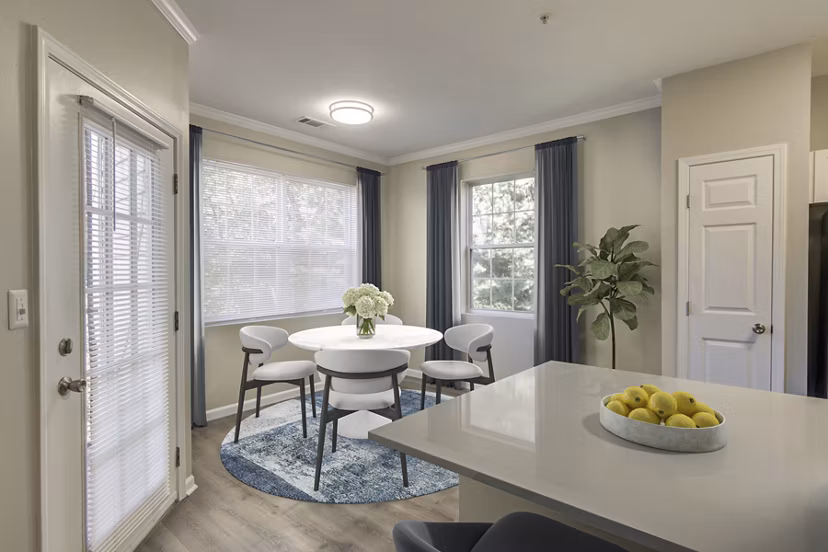 Dining area featuring elegant decor and modern furnishings at Heights at Wheeler Hill Apartments