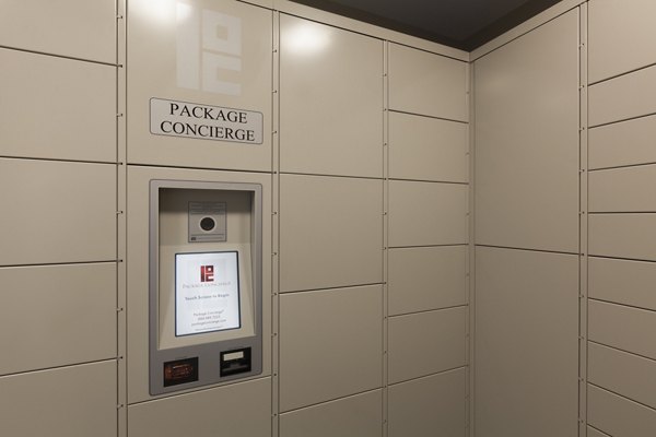 Mail room with modern parcel lockers at Heights at Wheeler Hill Apartments