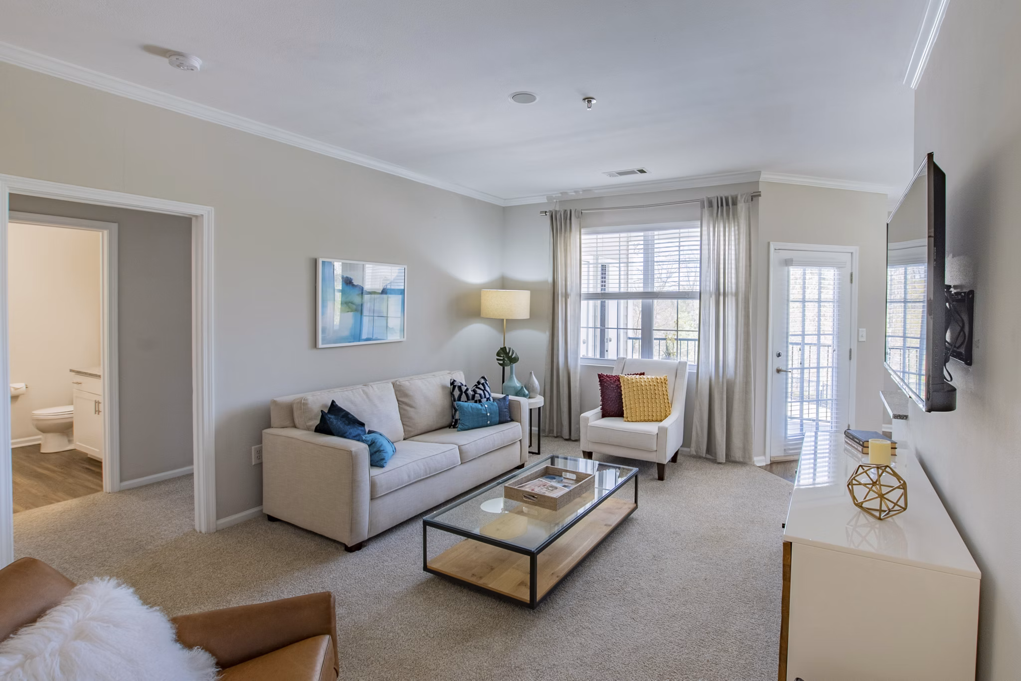 living room at The Retreat at Marlborough Apartments