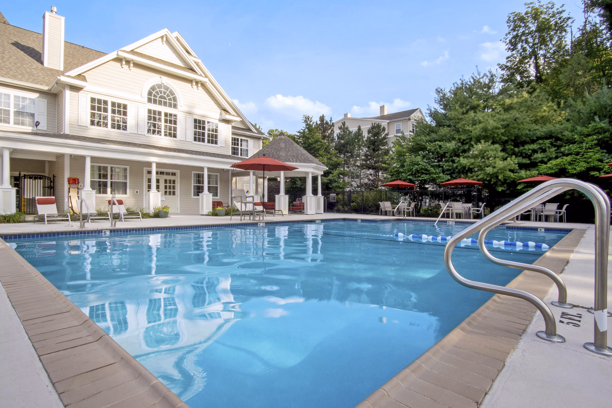 Rooftop pool with city views at Heights at Wheeler Hill Apartments