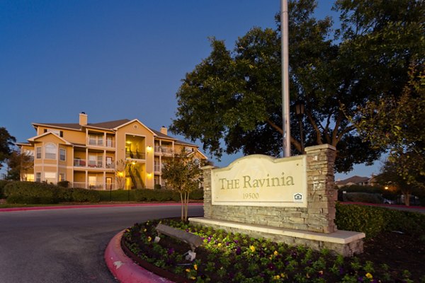The Ravinia Apartments: Elegant entrance signage at luxury living community