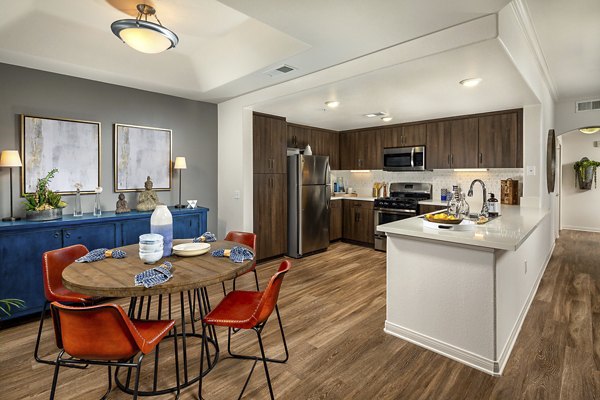 Elegant dining room featuring modern decor at The Heights at Chino Hills Apartments