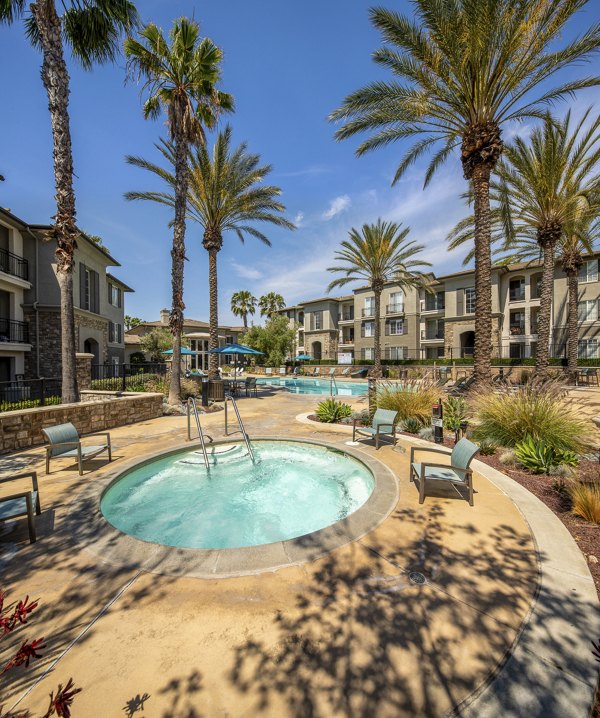 Relaxing hot tub at The Heights at Chino Hills Apartments, perfect luxury amenity for unwinding after a long day