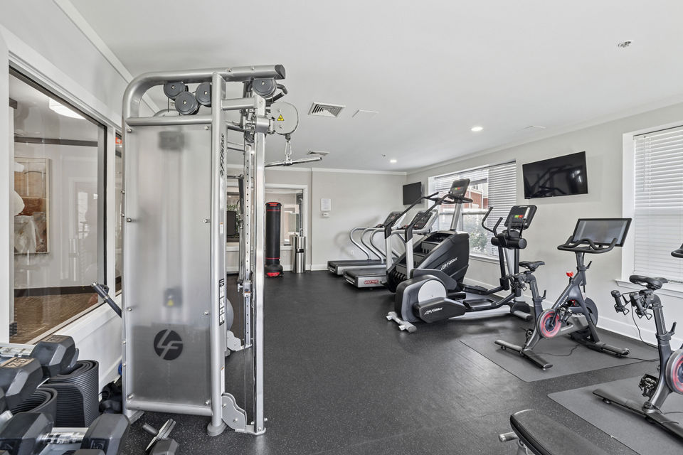 fitness center at Rutherford Station Apartments