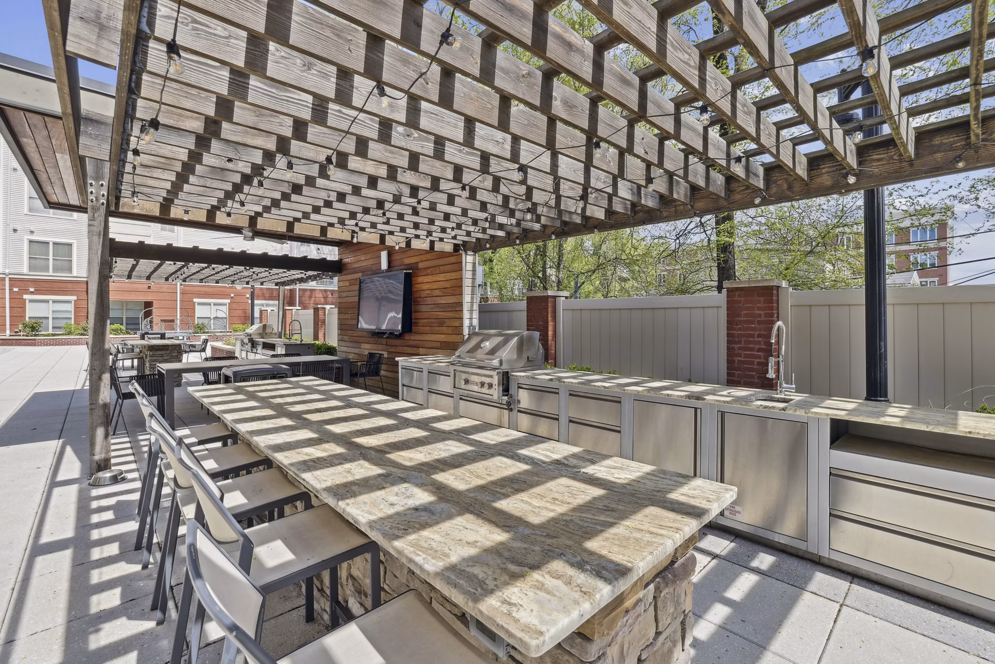 patio at Rutherford Station Apartments