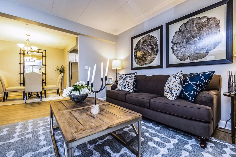 Spacious living room with modern decor at Avana Weymouth Apartments