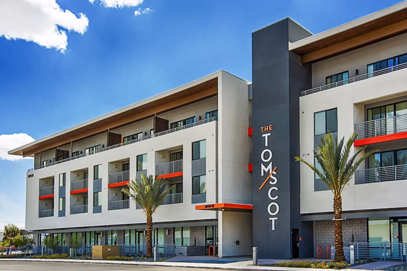 The Tomscot Apartments: Luxury building in Scottsdale, showcasing modern architecture and premium living spaces