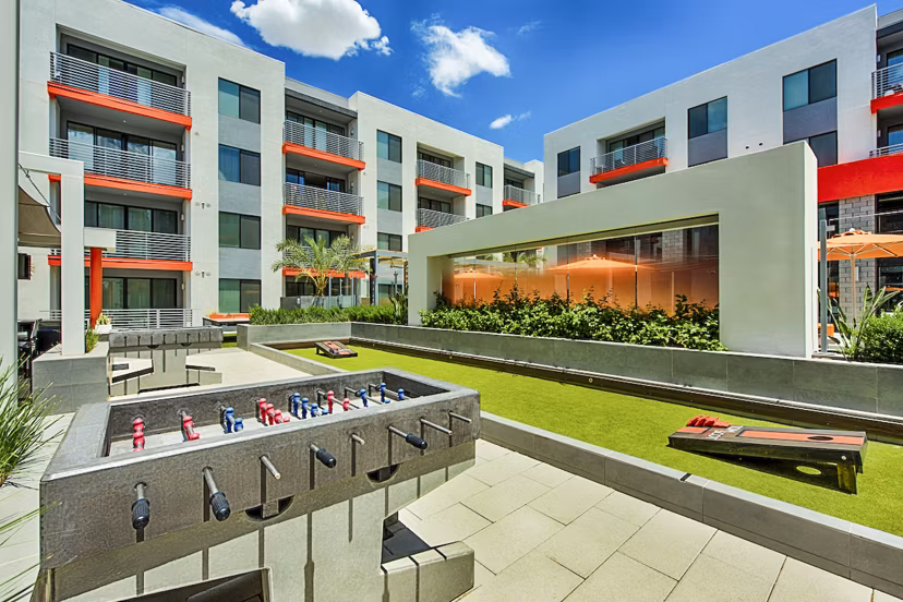 Recreational area with modern seating at The Tomscot Apartments