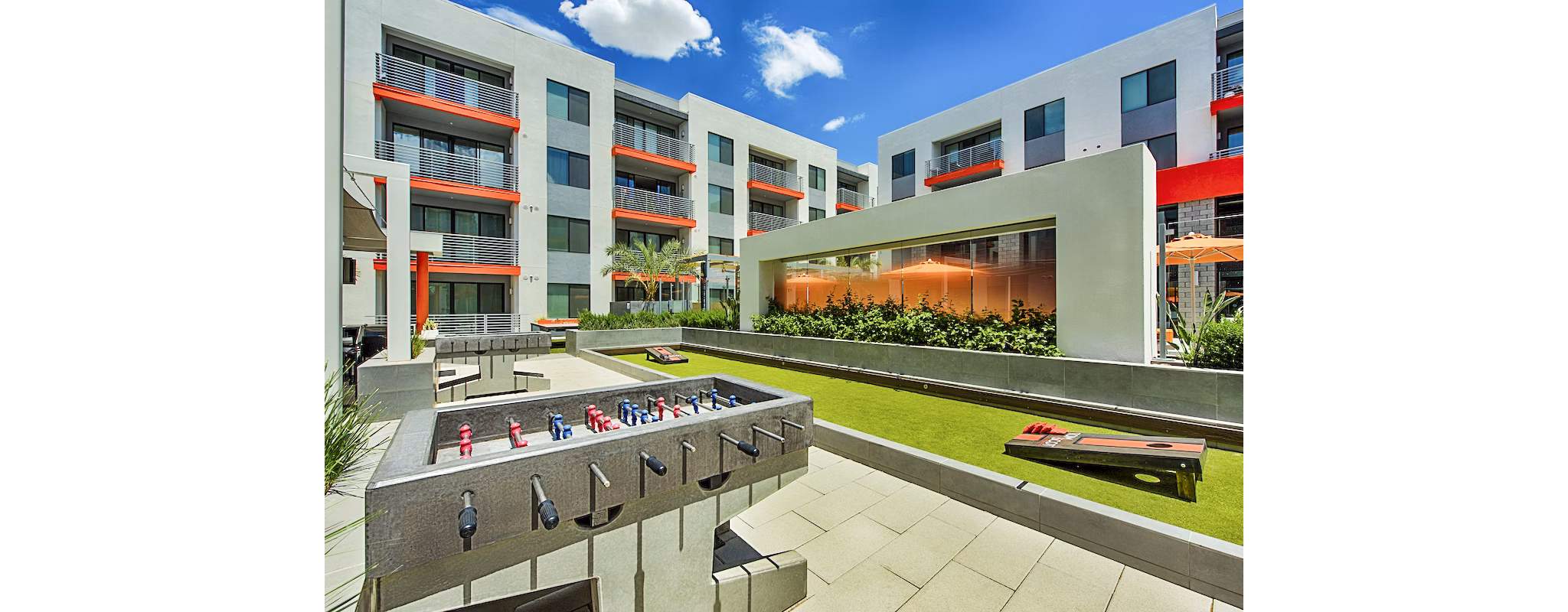 Recreational area with modern seating at The Tomscot Apartments