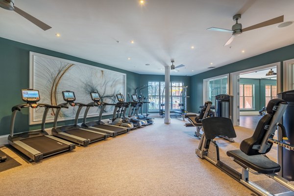 Modern fitness center with state-of-the-art equipment at Fountains Matthews Apartments