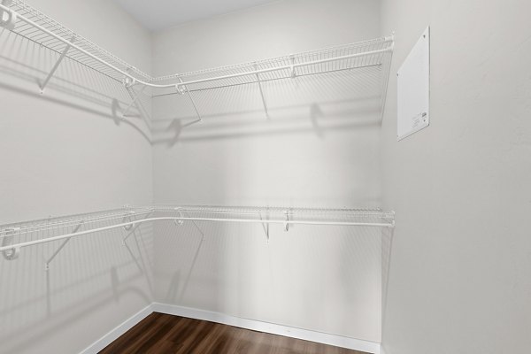 Organized closet with ample shelving at Confluence at Three Springs Apartments