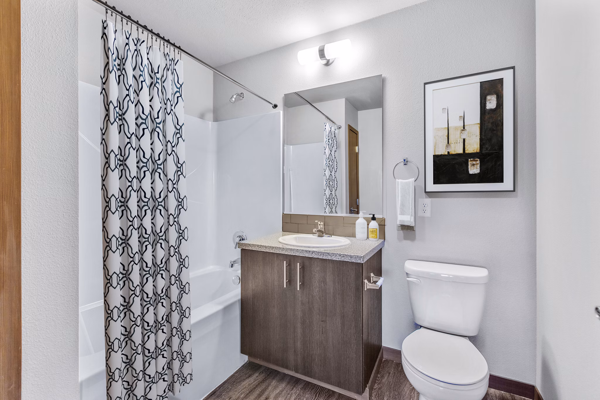 Modern bathroom featuring sleek fixtures at Jake at Indian Trail Apartments