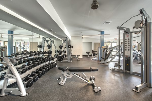 Modern fitness center with state-of-the-art equipment at Eastbank at Waterside Apartments