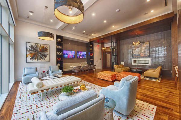 Modern clubhouse with sleek design at One Hermann Place Apartments