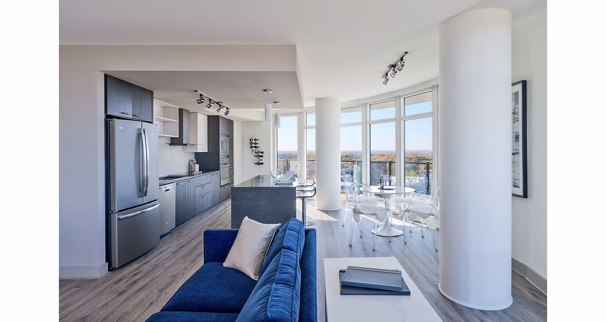 Dining room featuring elegant modern furnishings in Adaire Apartments