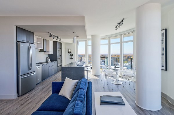 Dining room featuring elegant modern furnishings in Adaire Apartments