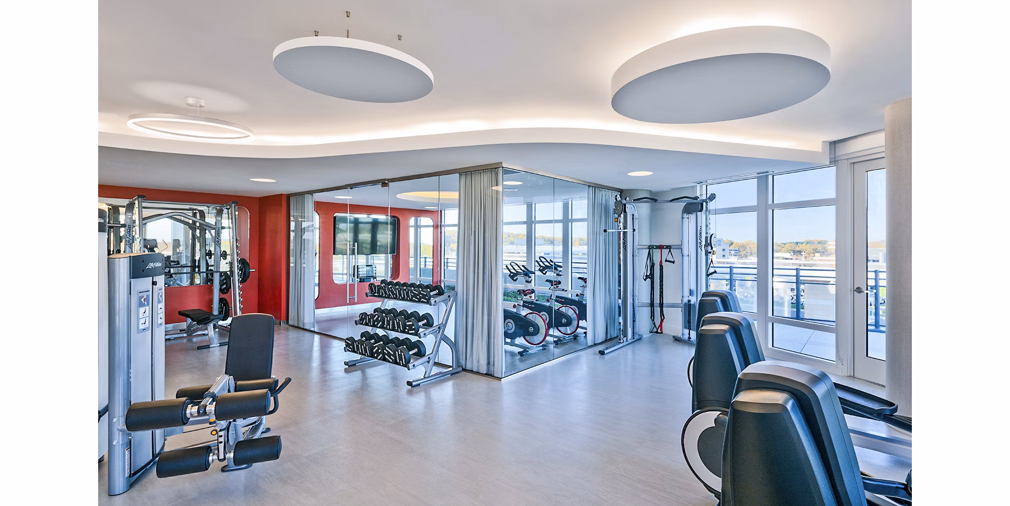 Fitness center with state-of-the-art equipment at Adaire Apartments