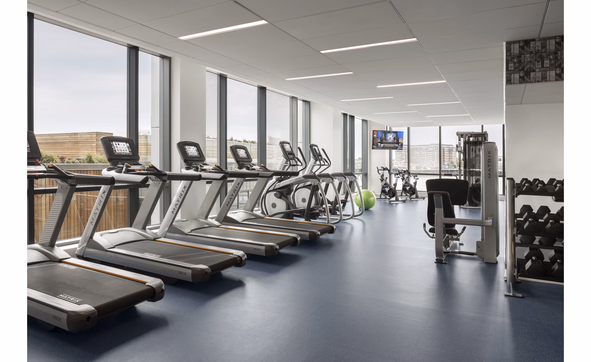 fitness center at The Eddy Apartments