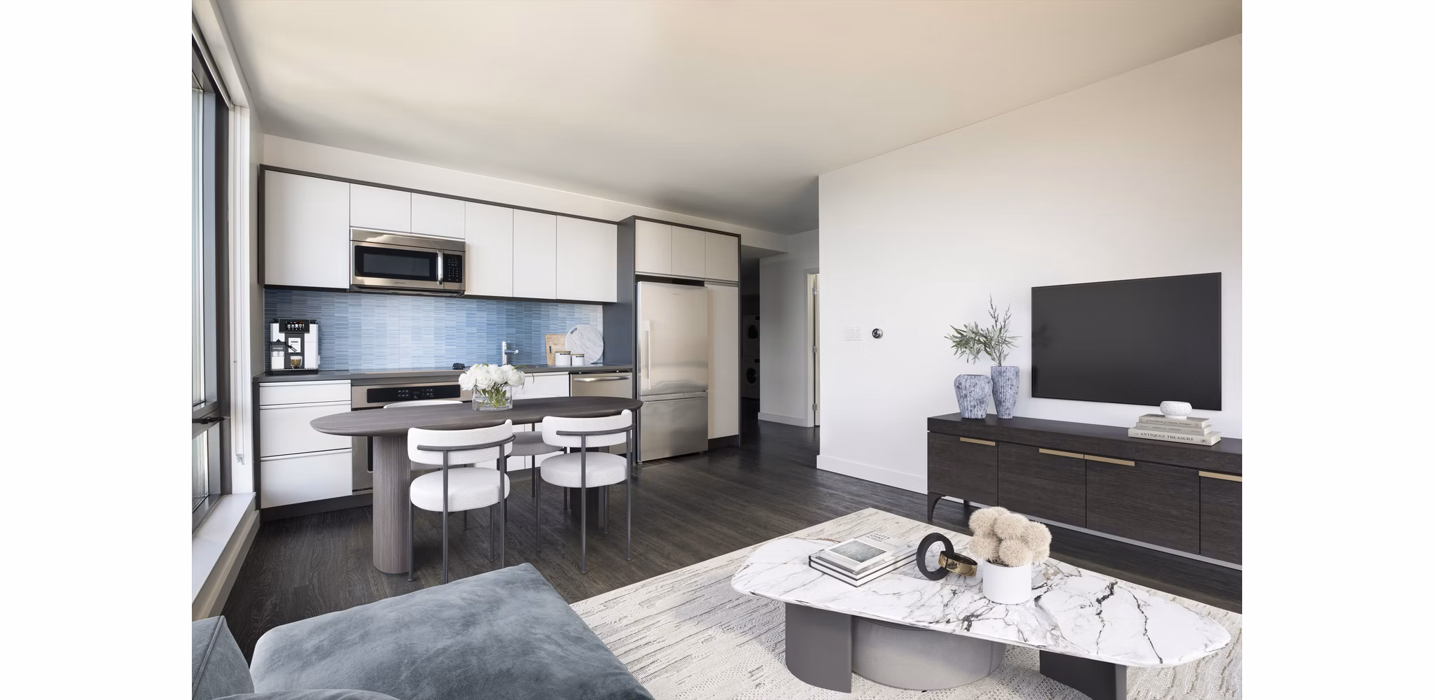 dining and living room at The Eddy Apartments