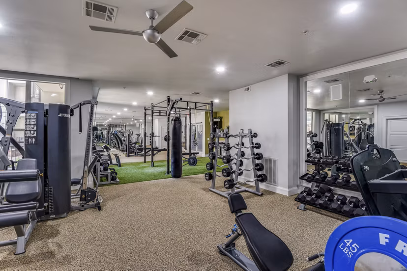 fitness center at La Maison River Oaks Apartments