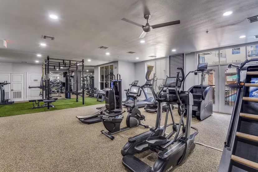 fitness center at La Maison River Oaks Apartments