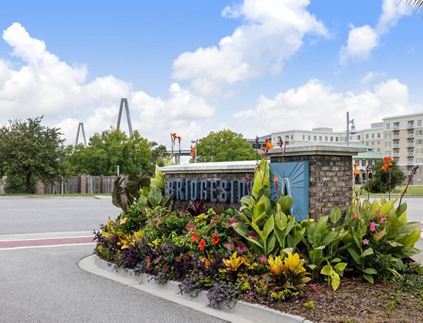 Signage at Bridgeside at Patriots Point Apartments, luxury community near Patriots Point featuring elegant designs and modern amenities