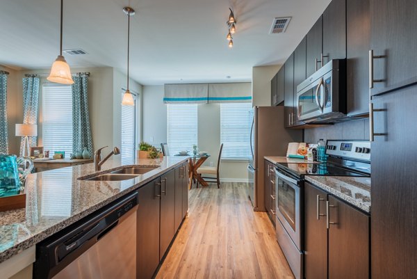Spacious kitchen with modern appliances at Bridgeside at Patriots Point Apartments
