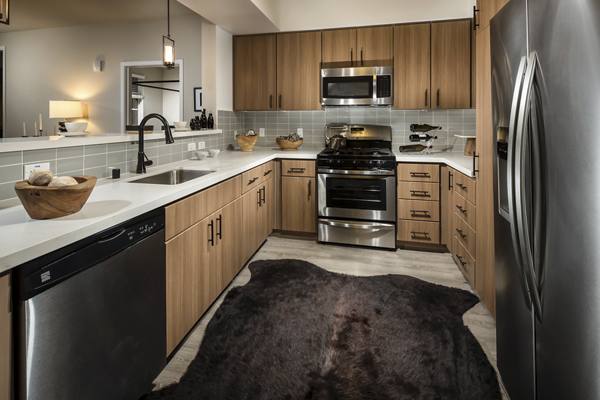 kitchen at Luxe Pasadena Apartments