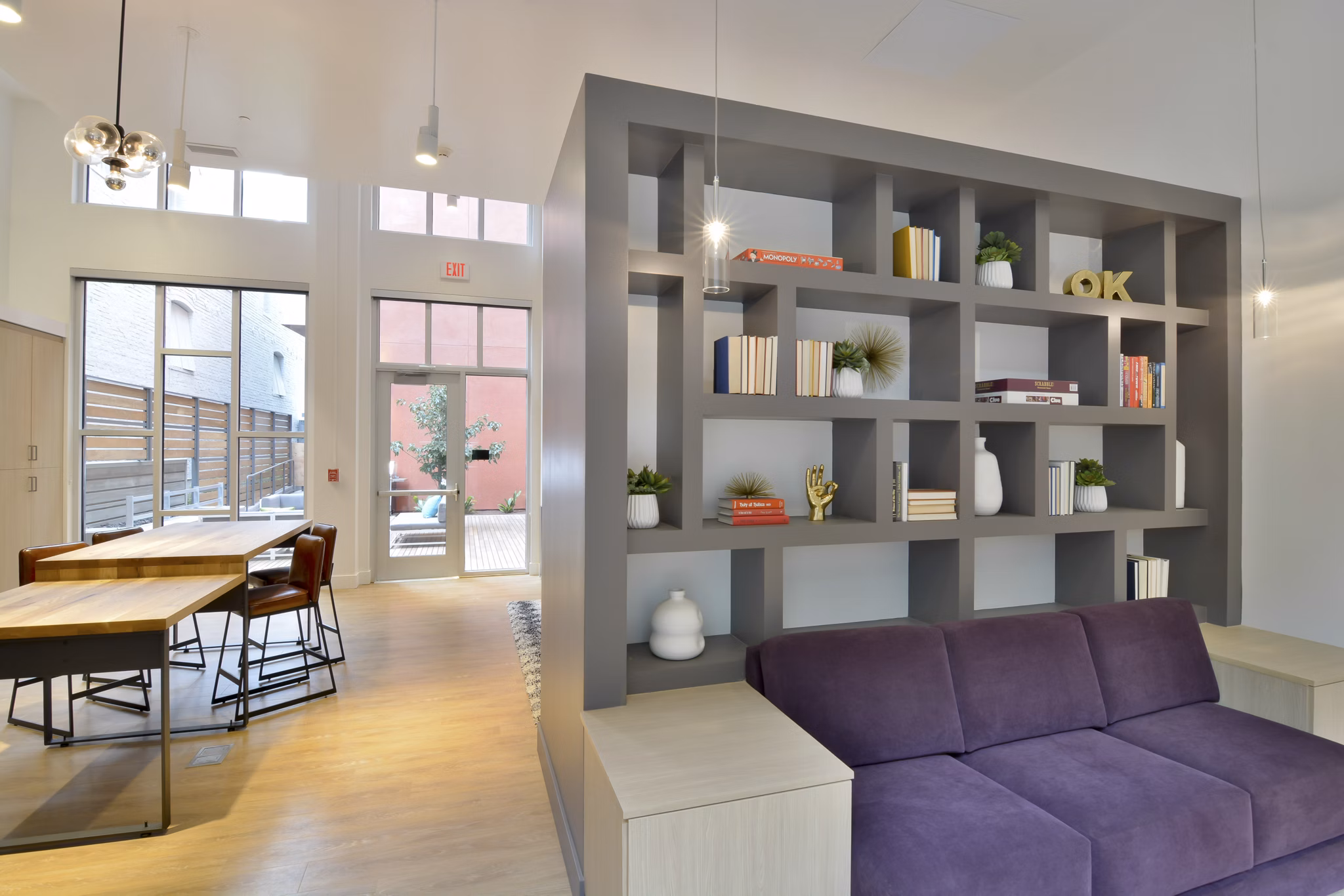 Parker Apartments: Clubhouse with stylish lounge seating and modern dÃ©cor in a luxury community