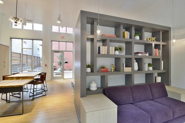Parker Apartments: Clubhouse with stylish lounge seating and modern dÃ©cor in a luxury community